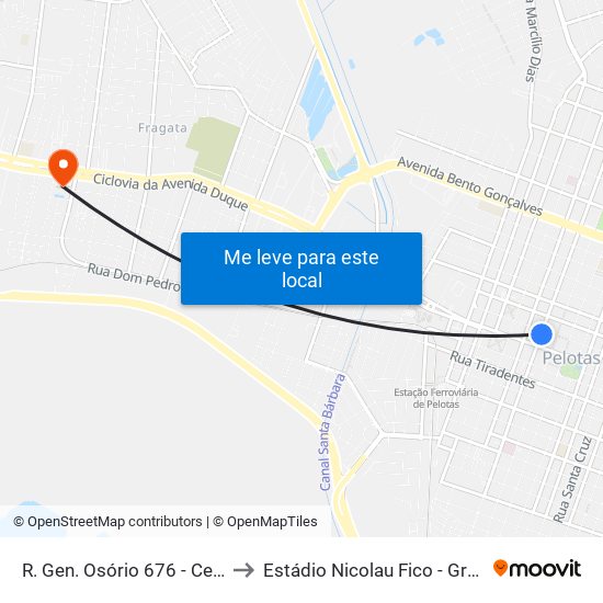 R. Gen. Osório 676 - Centro Pelotas - Rs Brasil to Estádio Nicolau Fico - Grêmio Atlético Farroupilha map