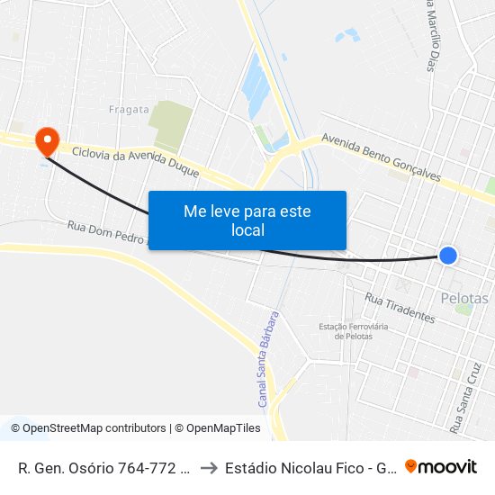 R. Gen. Osório 764-772 - Centro Pelotas - Rs Brasil to Estádio Nicolau Fico - Grêmio Atlético Farroupilha map