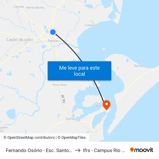 Fernando Osório - Esc. Santo Antônio to Ifrs - Campus Rio Grande map