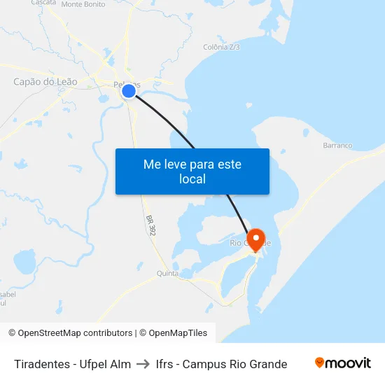 Tiradentes - Ufpel Alm to Ifrs - Campus Rio Grande map
