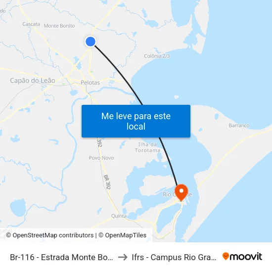 Br-116 - Estrada Monte Bonito to Ifrs - Campus Rio Grande map