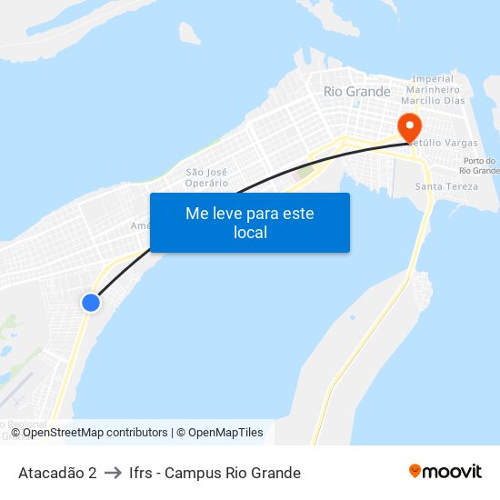 Atacadão 2 to Ifrs - Campus Rio Grande map