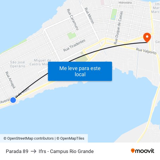 Parada 89 to Ifrs - Campus Rio Grande map