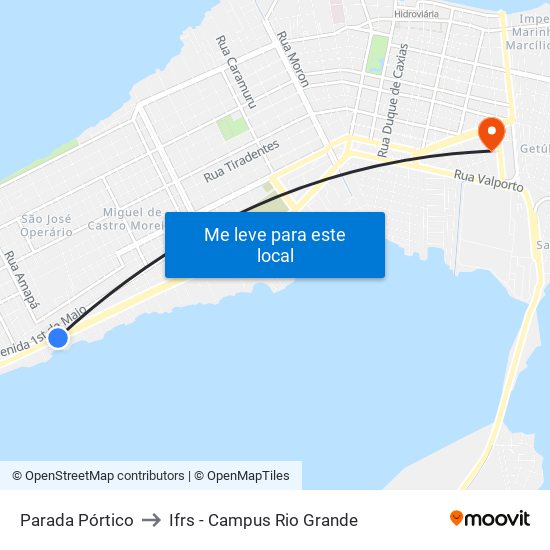 Parada Pórtico to Ifrs - Campus Rio Grande map