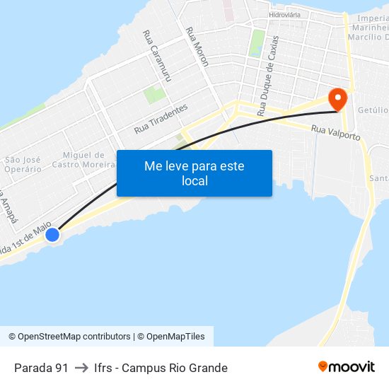 Parada 91 to Ifrs - Campus Rio Grande map