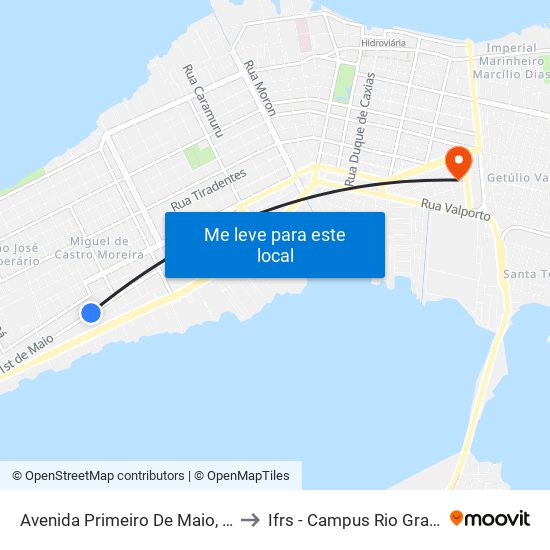 Avenida Primeiro De Maio, 792 to Ifrs - Campus Rio Grande map