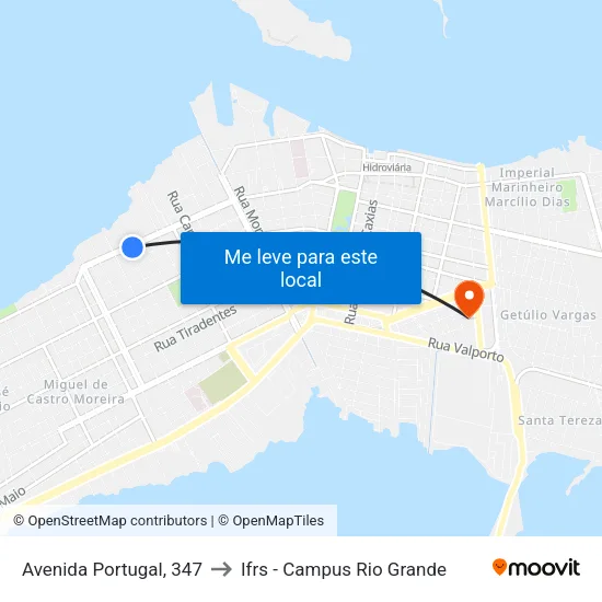 Avenida Portugal, 347 to Ifrs - Campus Rio Grande map