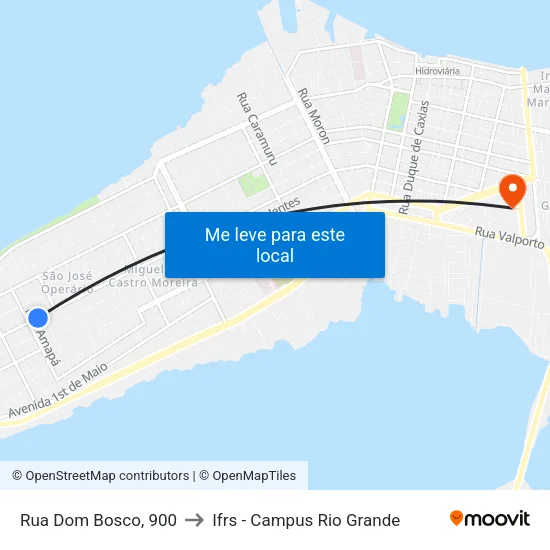 Rua Dom Bosco, 900 to Ifrs - Campus Rio Grande map