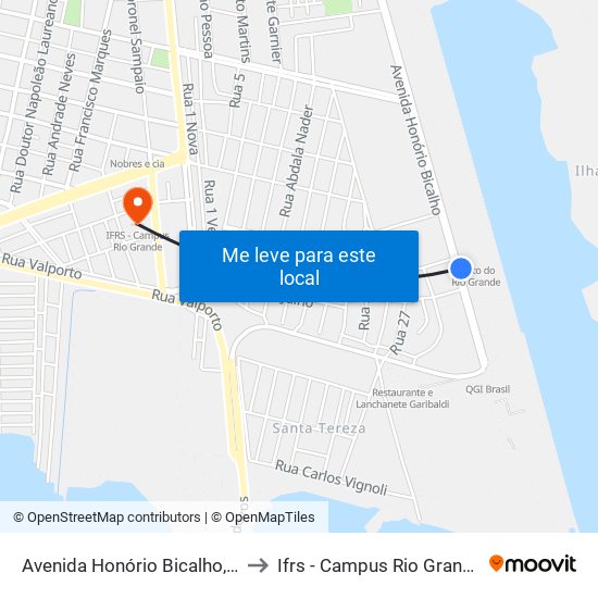 Avenida Honório Bicalho, 4 to Ifrs - Campus Rio Grande map