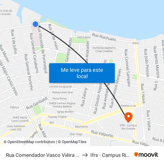 Rua Comendador Vasco Viêira Da Fonseca, 4 to Ifrs - Campus Rio Grande map