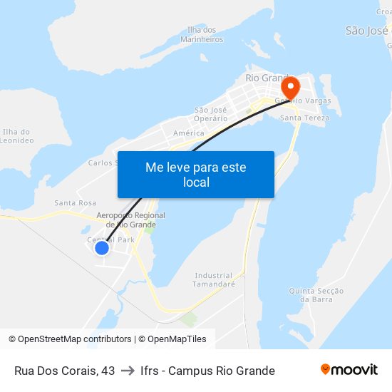 Rua Dos Corais, 43 to Ifrs - Campus Rio Grande map