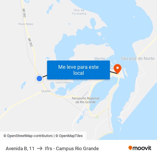 Avenida B, 11 to Ifrs - Campus Rio Grande map