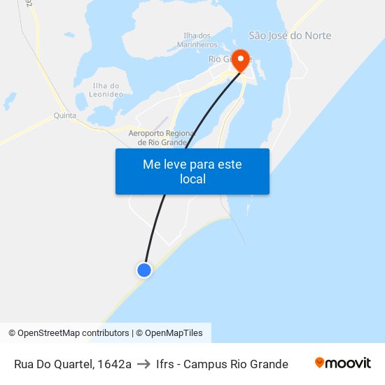 Rua Do Quartel, 1642a to Ifrs - Campus Rio Grande map