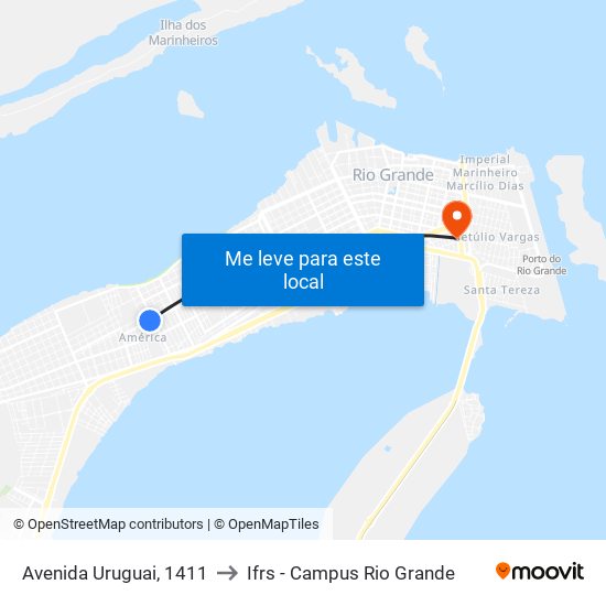 Avenida Uruguai, 1411 to Ifrs - Campus Rio Grande map