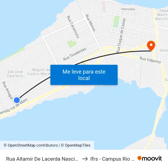 Rua Altamir De Lacerda Nascimento, 933 to Ifrs - Campus Rio Grande map