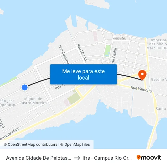 Avenida Cidade De Pelotas, 722 to Ifrs - Campus Rio Grande map