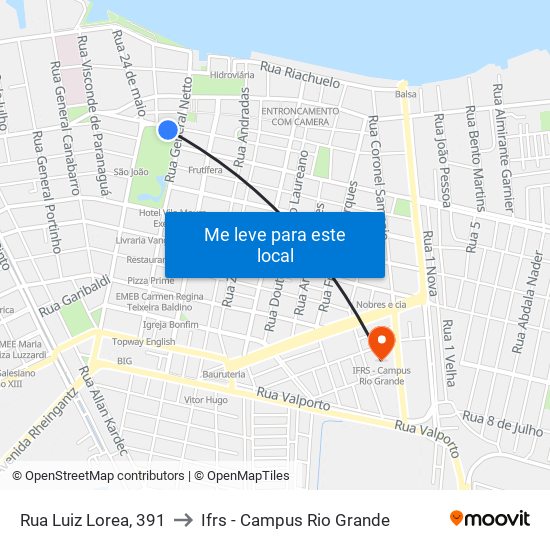 Rua Luiz Lorea, 391 to Ifrs - Campus Rio Grande map