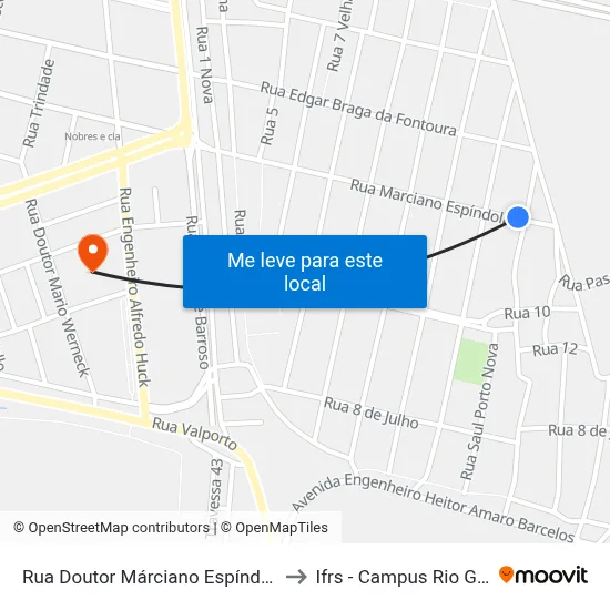 Rua Doutor Márciano Espíndola, 160 to Ifrs - Campus Rio Grande map