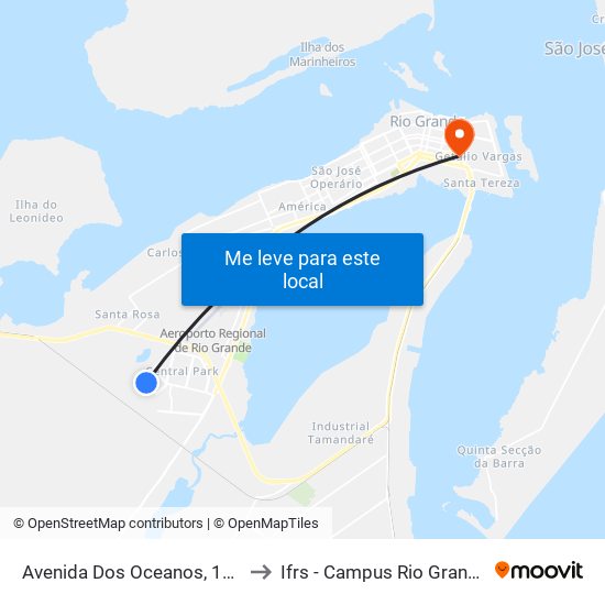 Avenida Dos Oceanos, 147 to Ifrs - Campus Rio Grande map