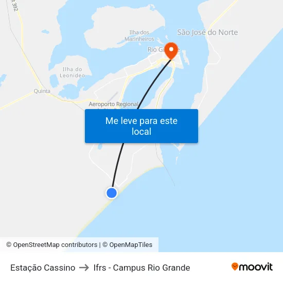 Estação Cassino to Ifrs - Campus Rio Grande map