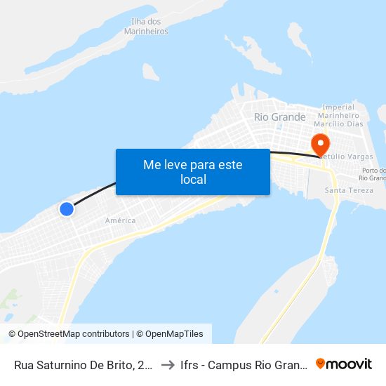 Rua Saturnino De Brito, 258 to Ifrs - Campus Rio Grande map