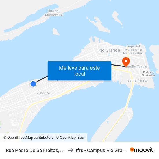 Rua Pedro De Sá Freitas, 250 to Ifrs - Campus Rio Grande map