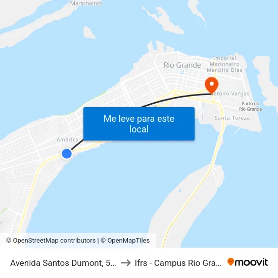 Avenida Santos Dumont, 513a to Ifrs - Campus Rio Grande map