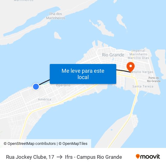 Rua Jockey Clube, 17 to Ifrs - Campus Rio Grande map