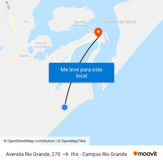 Avenida Rio Grande, 270 to Ifrs - Campus Rio Grande map