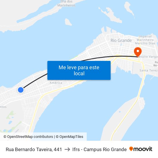 Rua Bernardo Taveira, 441 to Ifrs - Campus Rio Grande map