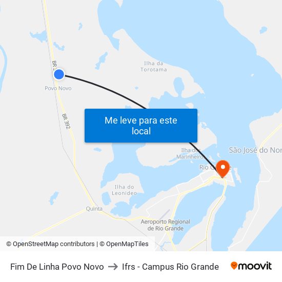 Fim De Linha Povo Novo to Ifrs - Campus Rio Grande map