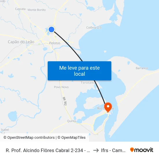 R. Prof. Alcindo Flôres Cabral 2-234 - Três Vendas Pelotas - Rs 96065-634 Brasil to Ifrs - Campus Rio Grande map