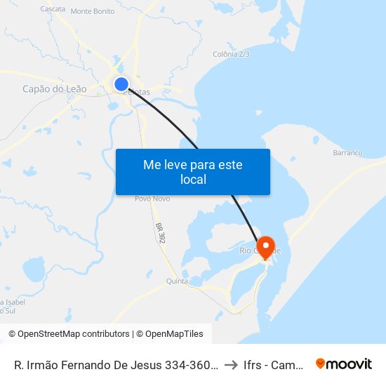 R. Irmão Fernando De Jesus 334-360 - Fragata Pelotas - Rs 96040-110 Brasil to Ifrs - Campus Rio Grande map