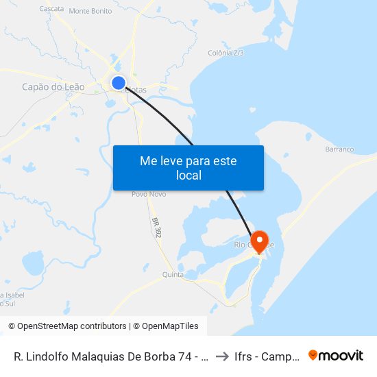 R. Lindolfo Malaquias De Borba 74 - Cohab Guabiroba Pelotas - Rs Brasil to Ifrs - Campus Rio Grande map
