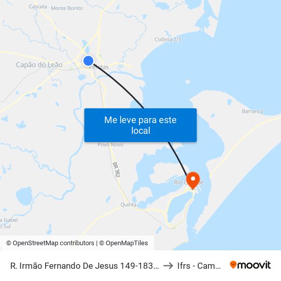 R. Irmão Fernando De Jesus 149-183 - Fragata Pelotas - Rs 96040-110 Brasil to Ifrs - Campus Rio Grande map
