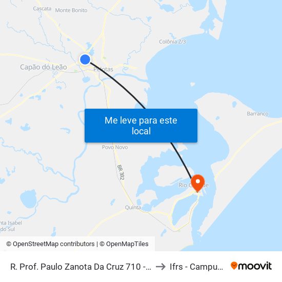 R. Prof. Paulo Zanota Da Cruz 710 - Fragata Pelotas - Rs Brasil to Ifrs - Campus Rio Grande map