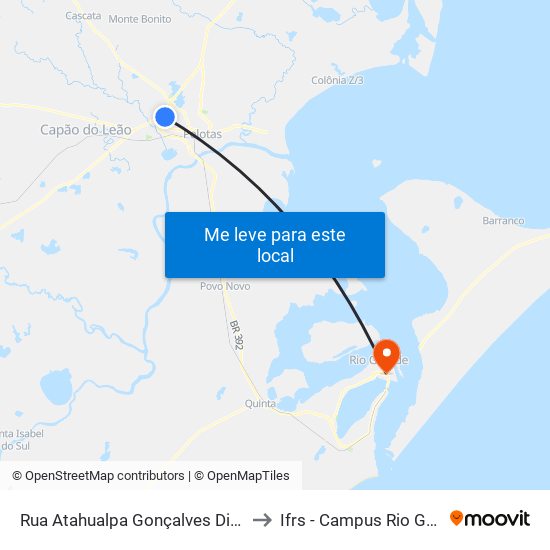 Rua Atahualpa Gonçalves Dias 128 to Ifrs - Campus Rio Grande map