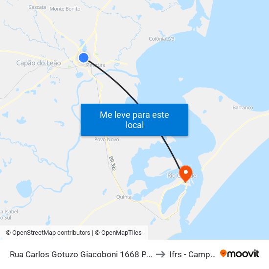 Rua Carlos Gotuzo Giacoboni 1668 Pelotas - Rio Grande Do Sul 96040 Brasil to Ifrs - Campus Rio Grande map