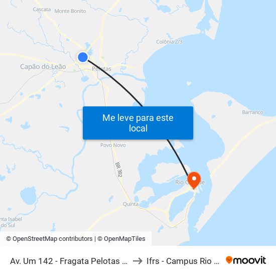 Av. Um 142 - Fragata Pelotas - Rs Brasil to Ifrs - Campus Rio Grande map