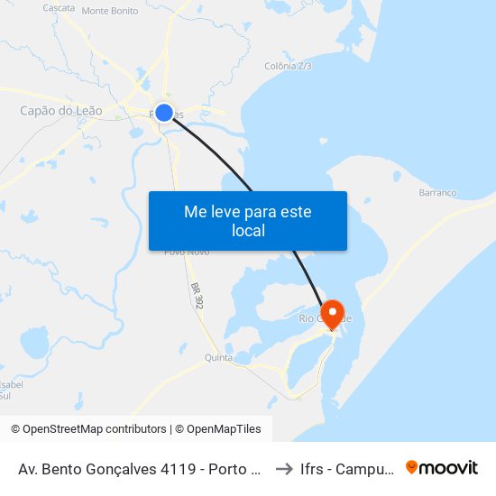Av. Bento Gonçalves 4119 - Porto Pelotas - Rs 96015-140 Brasil to Ifrs - Campus Rio Grande map