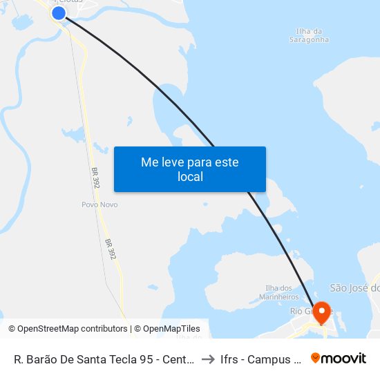 R. Barão De Santa Tecla 95 - Centro Pelotas - Rs Brasil to Ifrs - Campus Rio Grande map