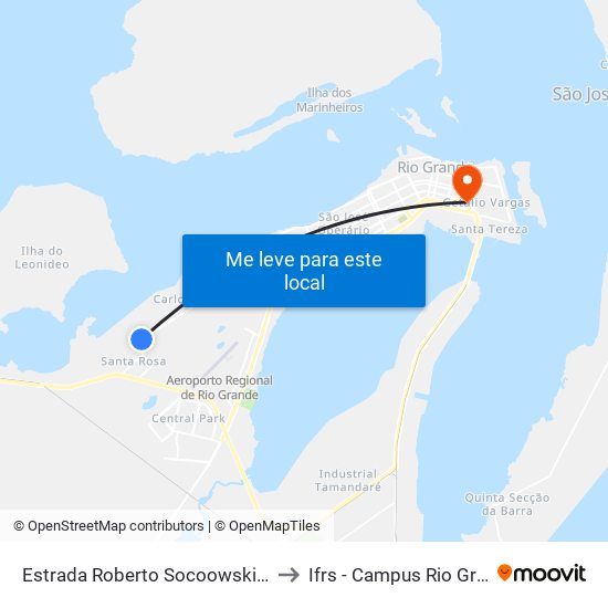 Estrada Roberto Socoowski, 2202 to Ifrs - Campus Rio Grande map