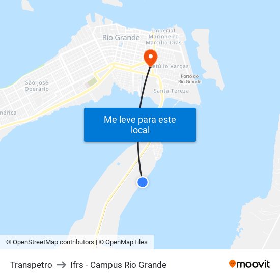 Transpetro to Ifrs - Campus Rio Grande map