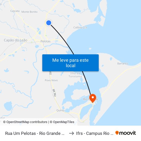 Rua Um Pelotas - Rio Grande Do Sul Brasil to Ifrs - Campus Rio Grande map