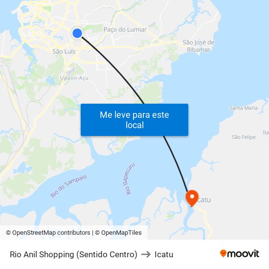 Rio Anil Shopping (Sentido Centro) to Icatu map