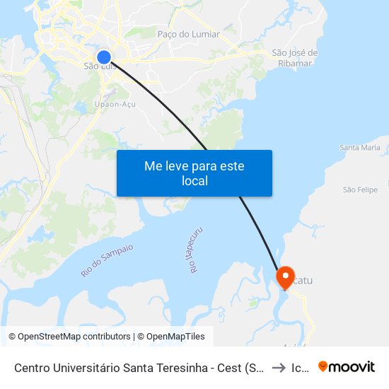 Centro Universitário Santa Teresinha - Cest (Sentido Centro) to Icatu map
