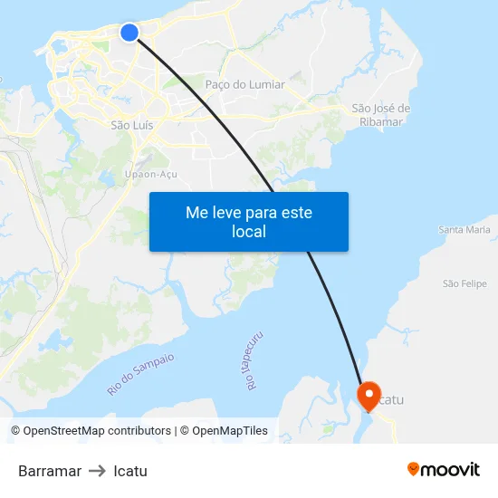 Barramar to Icatu map