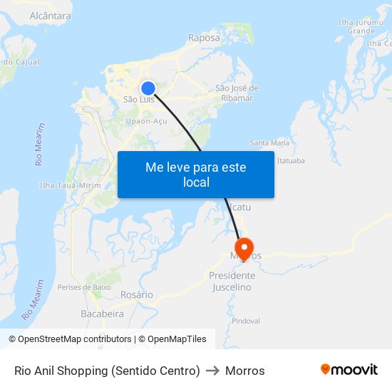 Rio Anil Shopping (Sentido Centro) to Morros map