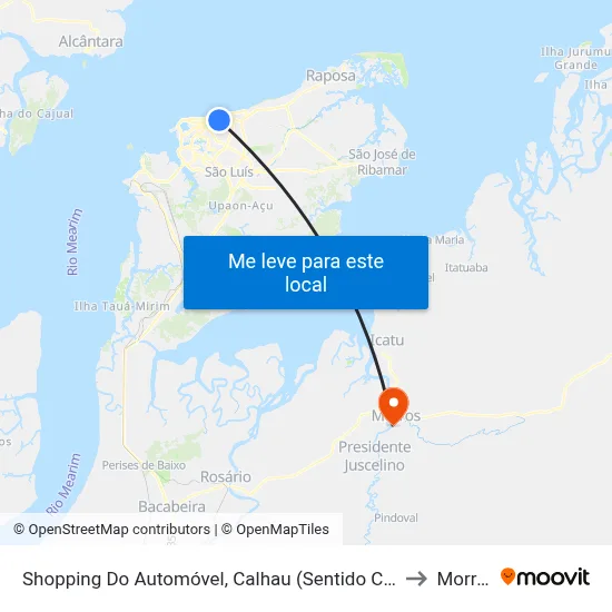 Shopping Do Automóvel, Calhau (Sentido Centro) to Morros map