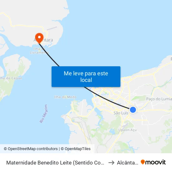 Maternidade Benedito Leite (Sentido Cohab) to Alcântara map